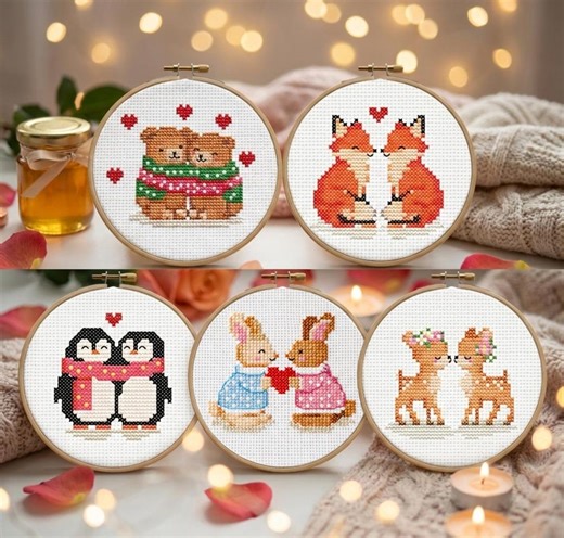 Couple Animals Cross Stitch Patterns Bundle | Valentine Easy PDF Download | Love, Beginner Friendly - Etsy Canada