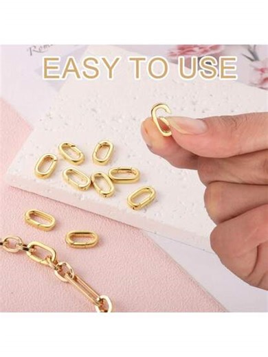 Sturdy 304 Stainless Steel Spring Door Latch, Various Shapes Of Oval Rings For Jewelry Making, DIY Handicrafts, Safety Locks Spring Latch Keychain Snap Lock DIY Jewelry Necklace Bracelet Making Keyrings Suitable For Backpacks And Handbags, Or As A Key Ring/Leash For Daily Life | SHEIN