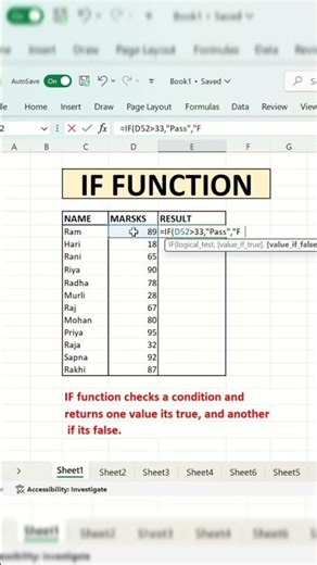 Perform logical tests easily using the IF function in Excel! #excel #exceltips #exceltutorial