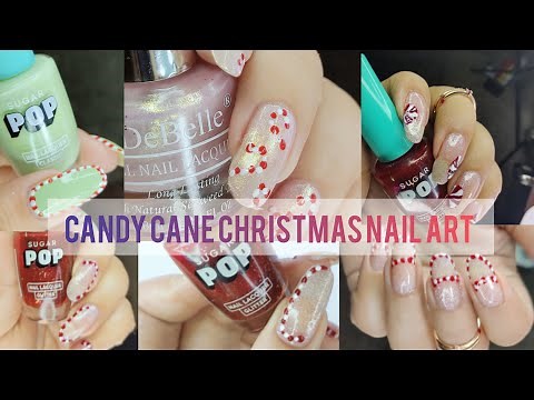 5 Easy and Cute Candy Cane Christmas Nail Art Designs || Christmas Nail Art Compilation2024 #nails