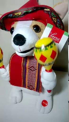 Animated Singing Christmas Puppy Dog chihuahua With Maracas "Donde Esta Santa Claus" New