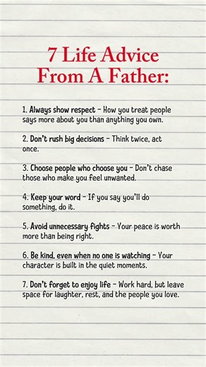7 Life Lessons My Father Taught Me | Read This Before Life Gets Hard #advice #psychologyfacts
