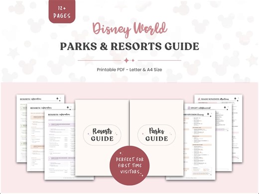 Disney World Parks & Resorts Guide | Printable PDF (A4   US Letter) | 12  Pages - Etsy Canada