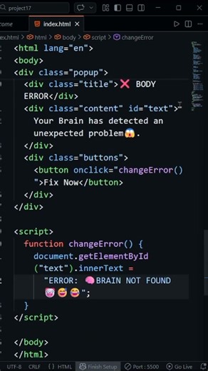 when your own code Roasts you || html css javascript #shorts