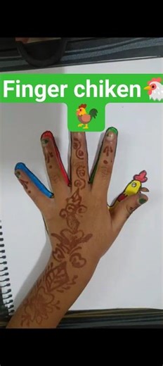 easy finger chicken 🐥 drawing#drawing#shorts#oil pastel#painting#art#DruviArts#easy#kids drawing