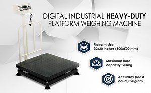 iScale Digital Platform Weighing Scale 200kg Capacity 20g Accuracy Weight Machine Digital for Shop, Commercial and Industrial use with Mild Steel Heavy Platform size 20×20 Inches (500x500mm) - iScale India - Buy Best Digital Weighing Scales