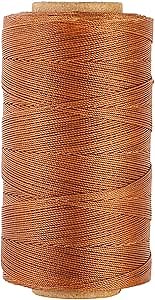 Thin Wax Polyester Thread, 0.45mm, 547 Yards, 3 Ply Round Waxed Cord Strings for Sewing, Beading, Binding, Micro Braiding, Fine Leather Craft and Micro Macrame Jewelry - Brown