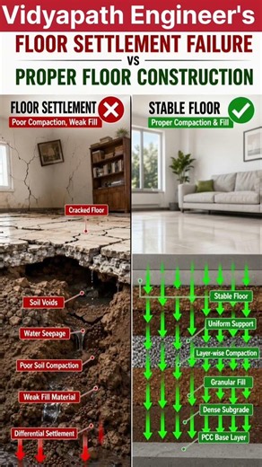 Why Floor Settlement Happens? 😱 Biggest Construction Mistake! #vidyapathengineers
