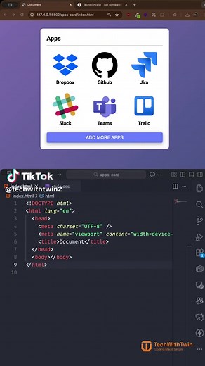 How to Create an apps listing using HTML, CSS and JavaScript by TechWithTwin #techwithtwin #javascript #webdevelopment #learnontiktok #htmlcsscode #htmlcss #html