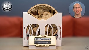 3.5K views · 65 reactions | Meet WeatherBot! This fantastic weather forecasting machine is designed by DIY machines, with parts printed and laser-cut on #Snapmaker 2.0. It's connected to WiFi to retrieve a local forecast from OpenWeatherMaps and then shows you tomorrow's weather on e-ink screen with a motorized mini diorama. Watch the full video to learn how to make your own and get all the files: https://bit.ly/3eOZUIx. #SnapmakerShowcase | Snapmaker | Facebook