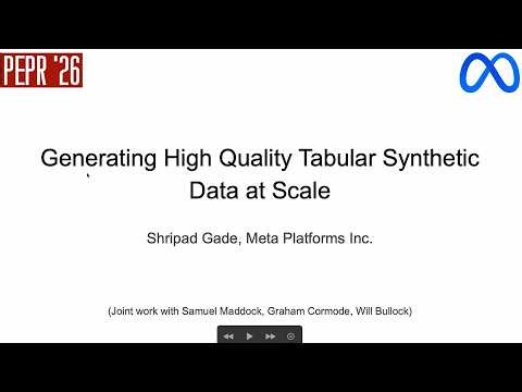 PEPR '26 - Generating High-Quality Tabular Synthetic Data at Scale