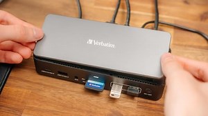 Verbatim USB-C Pro Docking Station, 15-in-1 Hub mit integrierter SSD, Multiport Adapter zu HDMI 4K und 8K, USB-A und USB-C, PD 80 W, AUX, Card Reader, für Mac / Windows Laptop und Co