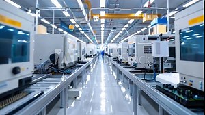 An electronics manufacturing plant with workers assembling circuit boards, highlighting precision and technical expertise Stock Video