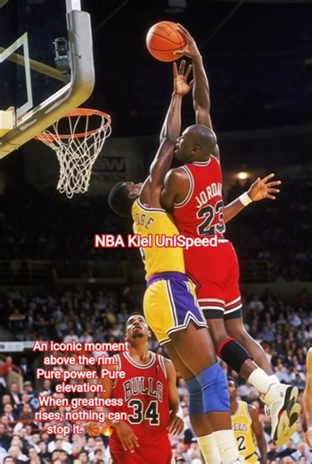An iconic moment above the rim.Pure power. #nbakielunispeed #jordandunk