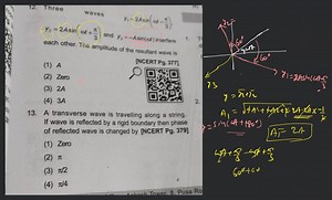 A transverse wave is travelling along a string. If wave is refl... | Filo