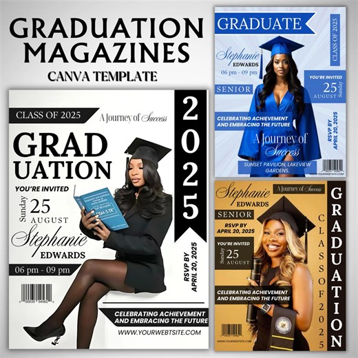Graduation Magazine Template, High School Senior Graduation Magazine Cover Template, Senior Graduation Invitation, Senior Magazine Template - Etsy