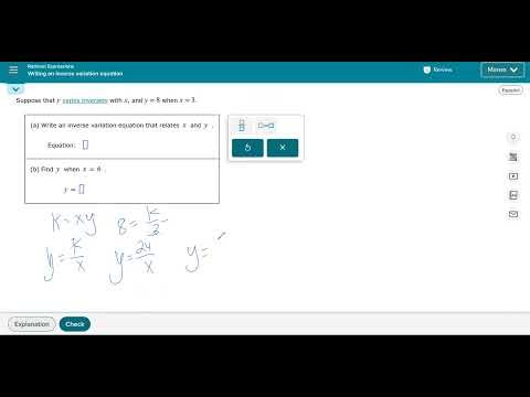 Writing an inverse variation equation