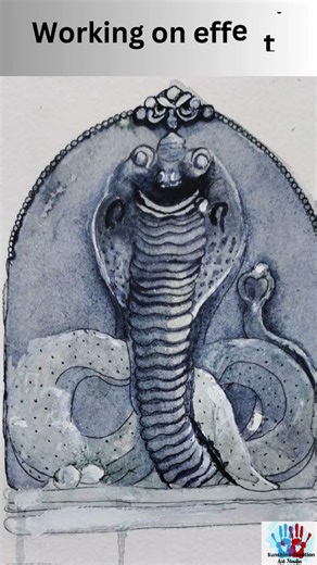 Sculpture Series (Watercolour): Day 7-Coastal porous stone: The Naga (Cobra) Gokarna, Karnataka.
