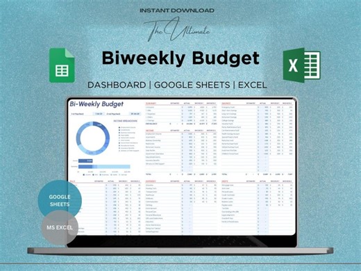 Bi Weekly Budget Dashboard | Google Sheets & Excel Budget Planner | Paycheck Budget Tracker | Income Expense Savings Tracker - Etsy UK