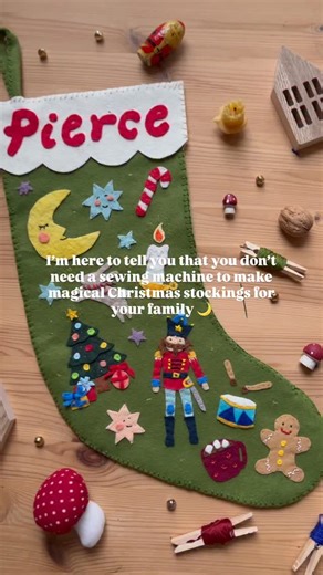 Needle, felt, floss (& the magic in your hands ✨) comment STOCKING below if you want to learn how to make one 🪡🎄 I’ll send you the link to the beginner-friendly Christmas Stocking Workshop - it has the step by step videos and patterns you need to make your own family keepsakes 💫 Even if you’ve never held a needle 🪡 Let’s make some together ❤️ #createmore #handmadegifts #feltcrafts #christmascrafts #handmadechristmas #kitschychristmas | Hey Jen Brannen
