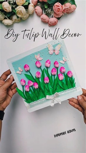 DIY 3D Tulip Wall Art 🌷 | Easy Wall Hanging | Budget-Friendly Home Decor #Shorts #DIY #WallDecor