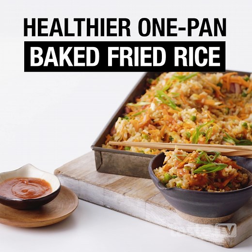 275K views · 1K reactions | Your favourite takeaway meal, made better-for-you. Oh, and it's cooked in just one pan, which means less washing up! Full recipe: https://www.taste.com.au/recipes/healthier-one-pan-baked-fried-rice/5d2xc0ok | Taste.com.au | Facebook