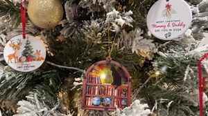 Pack 2 Book Tree Christmas Ornament (1 Wood+1 Acrylic), 2025 Bookworm Christmas Ornaments 2D Flat, Gift for Women, Book Lovers, Readers, Librarian, Book Nerd Friends Keepsake Gifts, Xmas Tree Decor