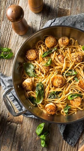 Bay Scallops Pasta 🍝 Seafood Elegance on Your Plate! 🦐