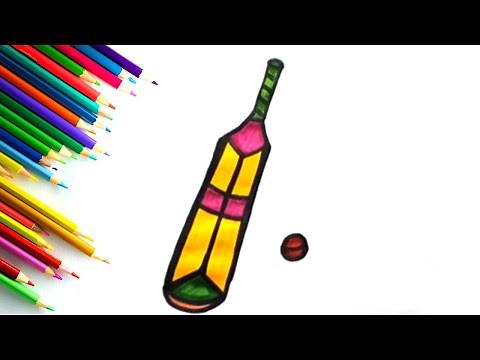 How to draw a cricket BAT and BALL | Easy drawing for kids and toddlers