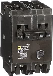 Square D by Schneider Electric HOMT1515215CP Homeline Tandem Circuit Breaker, 2x1 Pole, 1x2 Pole, 15A, 120/240VAC, 10kA AIR, Plug in, UL, Black