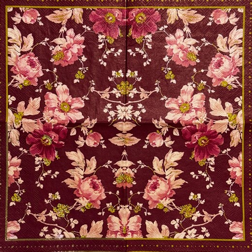 Vintage Burgundy Floral Decoupage Napkin for Decoupage Crafts, Thin Paper for DIY, Scrapbooking, Card Making, Decoupage Paper Napkin 10" 1pc - Etsy