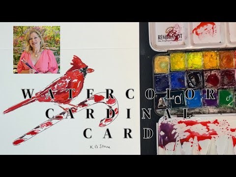 Paint A Holiday Cardinal Card #watercolorpainting #youtubetutorial #watercolorcards #easypainting