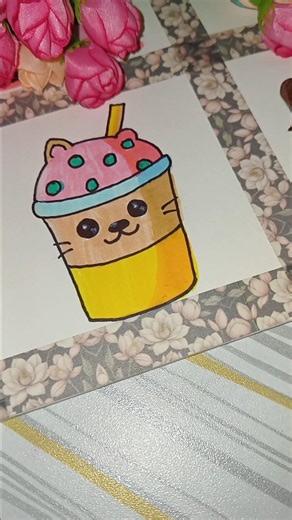 Cute kawaii Boba drawing, easy kawaii style drawing for beginners