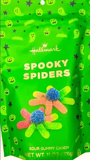 Hallmark Spooky Spiders Sour Gummy Candy #snacks #gummycandies #hallmark #spiders #fyp #unboxing