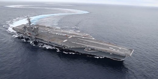US Navy aircraft carrier makes incredible high speed turns