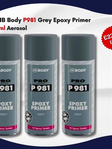 3x HB Body PRO P981 Epoxy Primer Aerosol – 400ml High-performance 2K epoxy primer in aerosol form. Provides excellent adhesion, corrosion resistance, and sealing on bare metal, aluminium, and fiberglass. Ideal for spot repairs and small jobs. 🔗 Order now at: https://www.autopaintsupplier.co.uk/3x-hb-body-pro-p981-epoxy-primer-aerosol-400ml #HBBodyP981 #EpoxyPrimer #2KPrimer #AerosolPrimer #CarPaintPrep #CorrosionProtection #AutomotivePrimers #BodyshopTools #HBBodyUK #MetalSealer #foryou #foryou