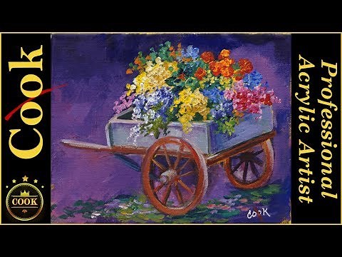 Painting A Companion Flower Cart in Acrylics for Beginners with Ginger Cook