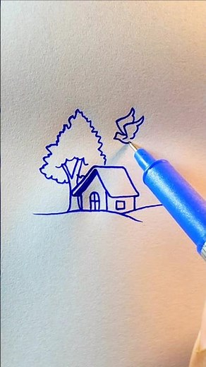 How to drawing blue bird nature #naturedrawing #artscraft #easydrawing