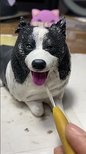 Realistic Lying Dog Sculpture: Black & White Fur Polymer Clay Tutorial