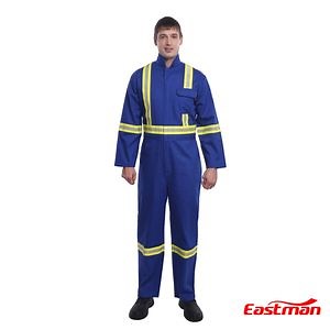 [Hot Item] Factory Price Safety Fr Coverall High-Quality Industrial Workwear Navy Striped Cotton Fireproof Working Coveralls
