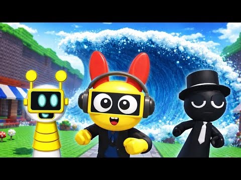 Sprunki Escape Tsunami in Roblox Part 8 - Many Fails but I Get Mystical Fun Bot