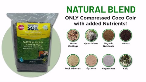 Premium Nutrient Rich Lawn Top Dressing Turf Expanding Coco Coir Mix – 10 LB Covers up to 400 sq. ft. – Grow Thicker Greener Grass in Drought Heat Conditions – Save Water, Seed, & Fertilizer