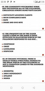 66. The community psychiatric nurse may encounter all of the fo... | Filo