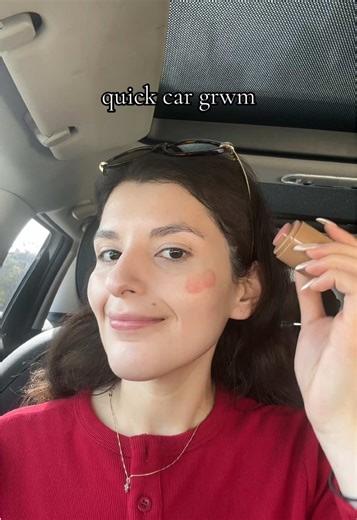 Rare unflattering car grwm Products: @Makeup By Mario concealer @rhode skin blush @Patrick Ta Beauty blush @Tower 28 Beauty mascara @Huda Beauty lip contour stain @NYX Professional Makeup brow tint pen