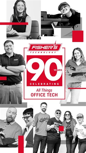 🎉 90 years strong and moving forward together! 🎉 For nine decades, our tech experts have kept innovation in motion. Celebrating 90 years of Fisher’s Technology, all things office tech, and the team that makes it happen - no slowing down, just leveling up. TECH YEAH! #FishersTech #90Years #TechYeah #AllThingsOfficeTech