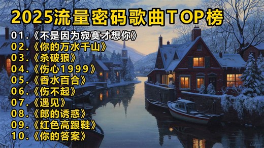 2025流量密码歌曲TOP榜《不是因为寂寞才想你》《你的万水千山》《杀破狼》《伤心1999》《香水百合》《伤不起》《遇见》《郎的诱惑》《红色高跟鞋》