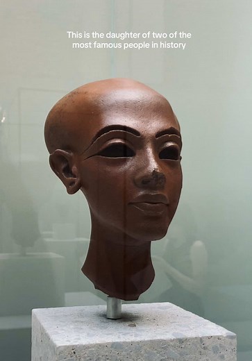This is the princess Meritaten, first born daughter of the revolutionary pharaoh Akhenaten and his famously beautiful wife, Nefertiti. They had six children together, all of them girls, but Meritaten was the oldest and most beautiful one who was prepared to rule and be a queen from a young age. She appears in several wall inscriptions and statues fulfilling significant religious and political roles. Later on she was married to Smenkhare (possibly the eldest son or a younger brother of Akhenaten)