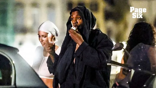 Bianca Censori adjusts breasts in sheer crop top on barefoot gelato run with Kanye West
