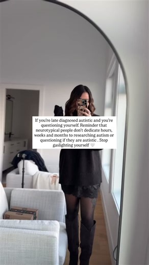 Lindsey on Instagram: "Trust me… neurotypical people don’t dedicate hours on end researching autism and hyperfixate on it. Trust the professionals in your life- and if self diagnosed- trust that intuition and pattern recognition. Im not going to lie, I have spent many hours telling myself I’m not autistic and that im making it up. Then something will happen and my autistic traits shine bright and im reminded “oh yah” there it is. #autism #asd #autistic #neurodivergent #latediagnosed"