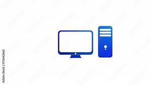 desktop icon animation, Computer monitor pictograph icon.Computer monitor icon.
